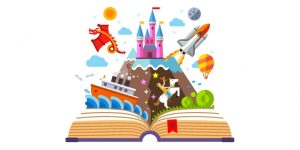 Een sprookjesboek met sprookjesfiguren